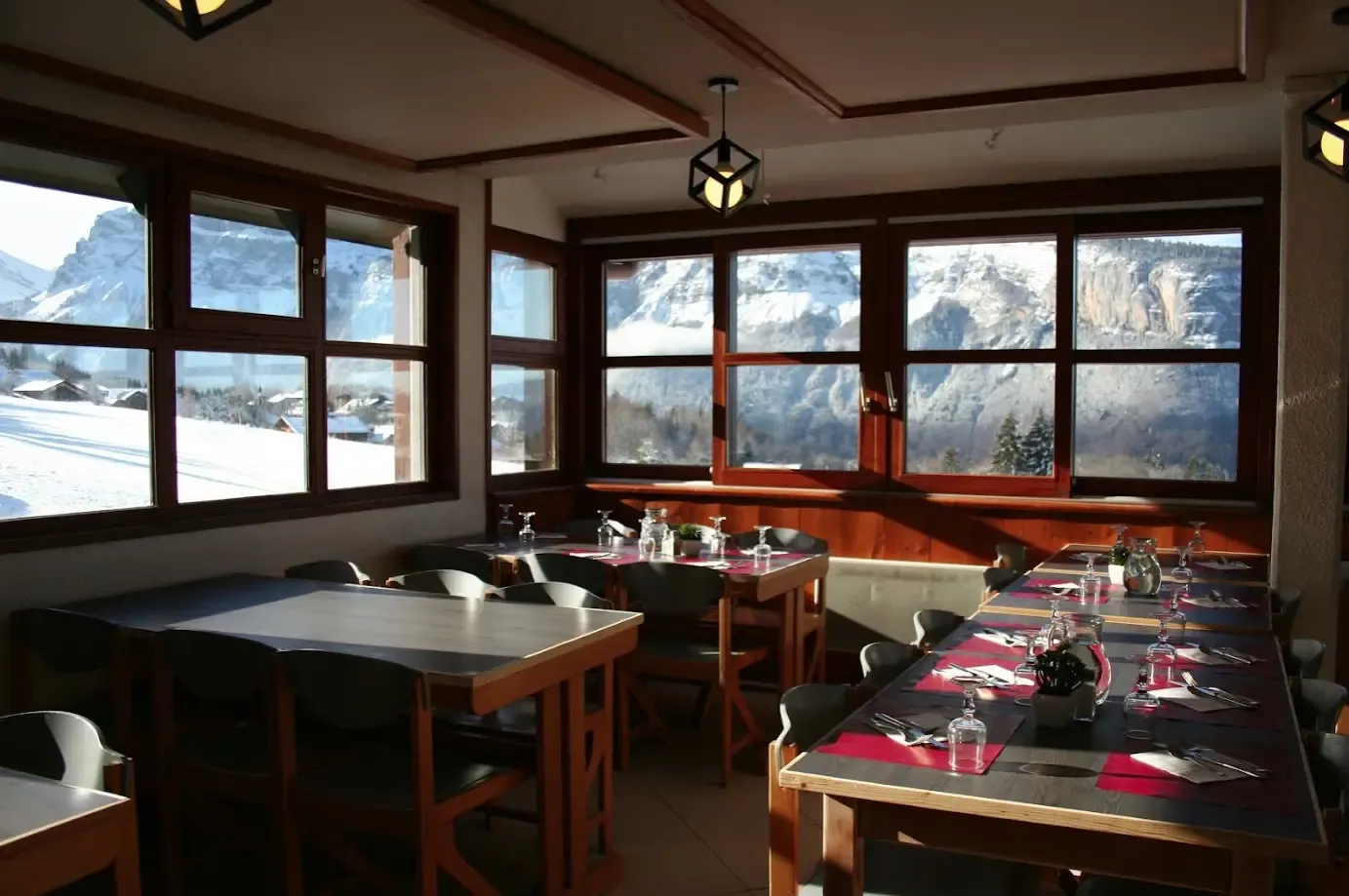 Restaurant Flocons Verts Vue Motagne Neige